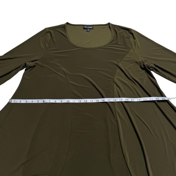 Nina Leonard Dark Olive Artsy Lagenlook Stretch Asymmetrical Hem Dress Sz 2XP - Picture 6 of 10